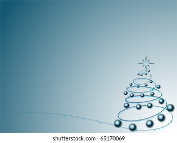 New Year with Christmas tree. Blank greeting card template, vector