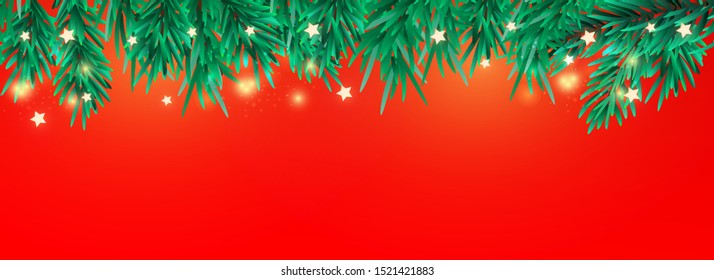 New Year or Christmas tree branches decorative elements.