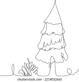 diseño de ilustración de línea continua en árbol de navidad de año nuevo