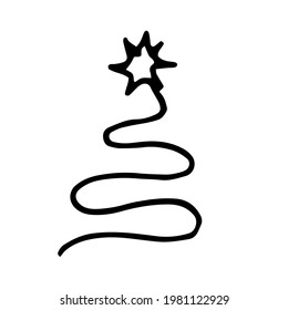 
new year christmas tree doodle isolated vector 