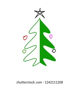 New year or christmas tree isolated flat vector icon on white background