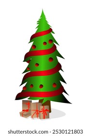 new year christmas tree isolated white background.
Christmas tree and gift box