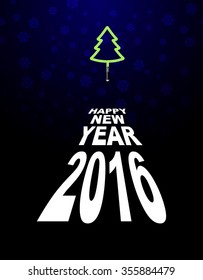 New year and Christmas tree. Light fir-tree on new years. Words run stretching back to depths of cosmos. Black space background and white text. 