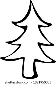 Árbol de Navidad de Año Nuevo con fondo blanco. Icono. Ilustración del vector