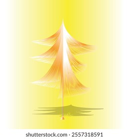 New year Christmas tree on yellow background