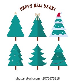 Neujahr, Weihnachtsbaumset. Isolierte Vektorklammer-Kunst für Winterdekoration.