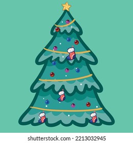 new year and christmas tree with toys