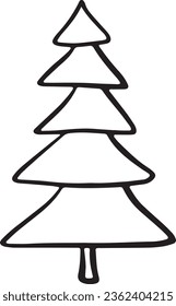 Nochevieja Navidad línea vectorial de árbol de navidad esquema invierno enero febrero feriado Navidad Navidad Año Nuevo postal