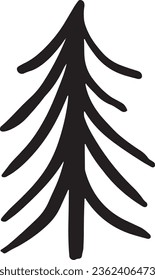 New Year Christmas tree vector line outline winter january february december holiday Christmas New Year party postcard