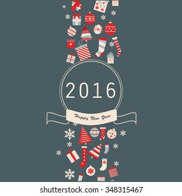 New Year and Christmas vector background . Flat design.