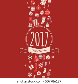 New Year and Christmas vector background . Flat design.