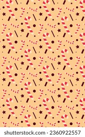 New Year and Christmas vector illustration. Christmas pattern with lollipops. Can be used as a print for wrapping paper, fabric, for background