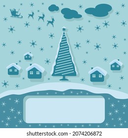 New Year and Christmas Vector Image In Flat Style. Greeting Card, Letter, Message