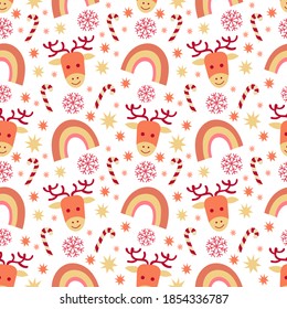 New Year, Christmas vector seamless pattern for design of wrapping paper, fabric, banner.