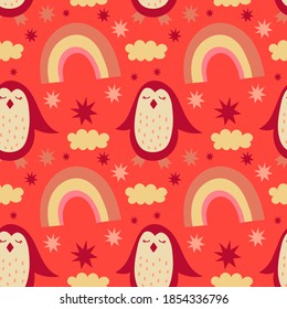 New Year, Christmas vector seamless pattern for design of wrapping paper, fabric, banner.