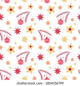 New Year, Christmas vector seamless pattern for design of wrapping paper, fabric, banner.