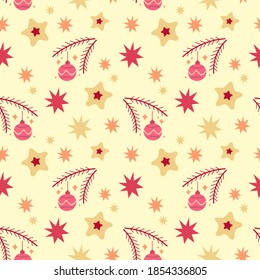 New Year, Christmas vector seamless pattern for design of wrapping paper, fabric, banner.