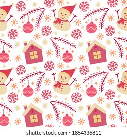 New Year, Christmas vector seamless pattern for design of wrapping paper, fabric, banner.