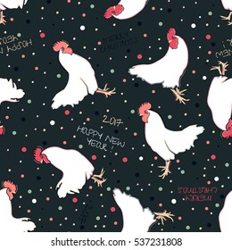 New year christmas vector seamless pattern with roosters 