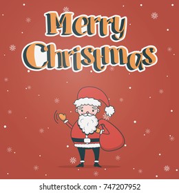 New Year, Christmas, winter holidays illustration with cute santa Claus