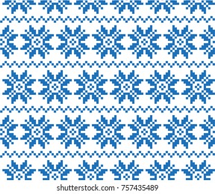 New Year, Christmas and Winter knitted seamless pattern with deer - scandinavian style