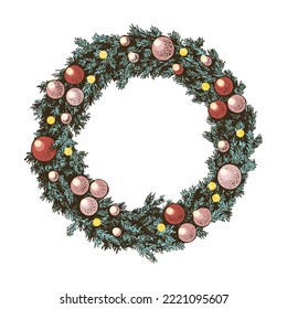 New year and Christmas wreath sketch