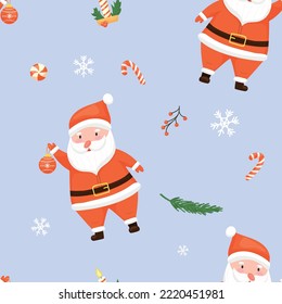 new year christmas xmax santa pattern poster postcard snow gift blue snowfall 