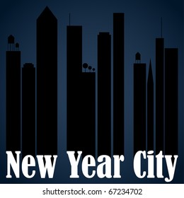 New Year City, cityscape New Years poster