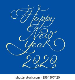 new year classic blue callygraphy greeting card