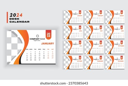  New Year Clean And Modern  2024 Calendar Template.