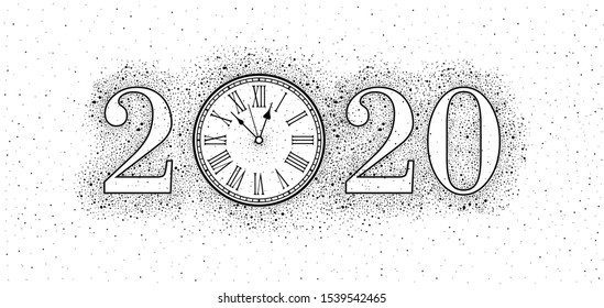 New Year Clock 2020. isolated on white background