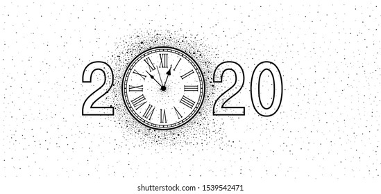 New Year Clock 2020. isolated on white background