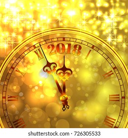 New year clock counting down and sparkler