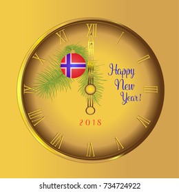 New Year clock with the flag of Norway