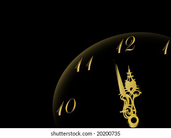 New year clock in gold and black