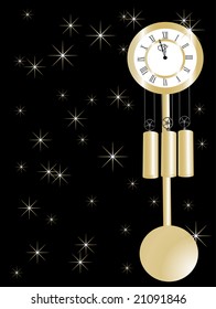 New year clock in gold and black
