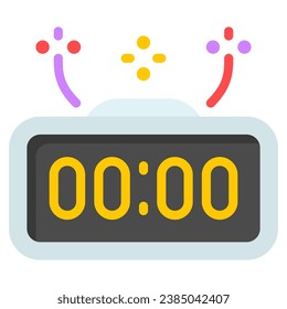 new year clock icon with flat style and pixel perfect base. Suitable for website design, logo, app and UI. Based on the size of the icon in general, so it can be reduced.