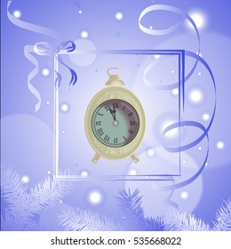 New Year clock on the background, vector illustration