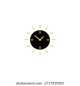 New Year clock striking midnight icon flat vector design.