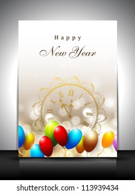 New Year clock, time is bring to celebration with snowflakes and balloons. EPS 10.