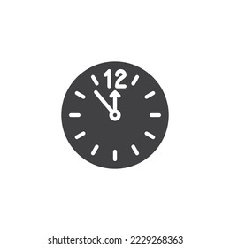 New Year clock vector icon. filled flat sign for mobile concept and web design. Twelve o'clock time glyph icon. Symbol, logo illustration. Vector graphics