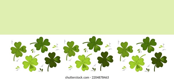 New year clover holiday banner, frame, print vector doodle illustration.