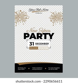 New Year Club Party Flyer Template. A clean, modern, and high-quality design of Flyer vector design. Editable and customize template flyer