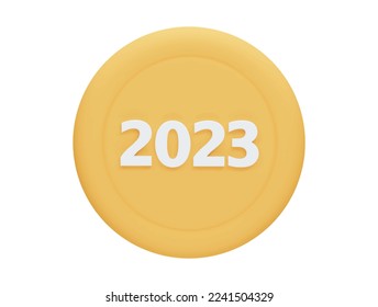 new year coin with 3d vector icon cartoon minimal style