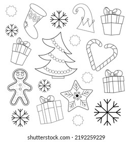 new year collection in doodle style