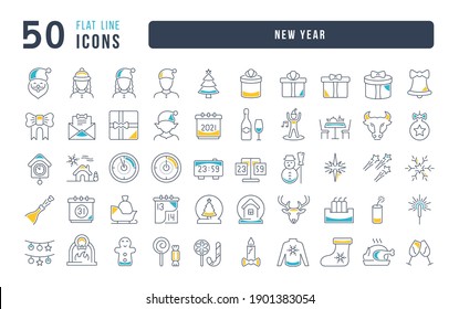 New Year. Collection of perfectly thin icons for web design, app, and the most modern projects. The kit of signs for category Holidays.