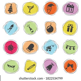 New year color vector icons for web and user interface
