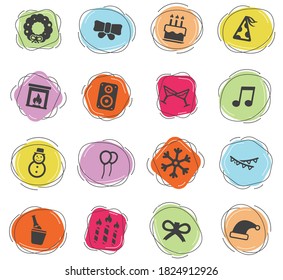 New year color vector icons for web and user interface