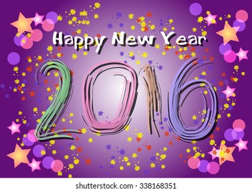 New Year colorful Background with elemental vector Drawing perfect for New year Party invitation cards.