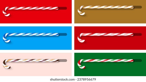 New Year colorful cards with loading bars made of sweet realistic candies. Start new year 2024 with goal plan, new year business vision. Vector illustration.